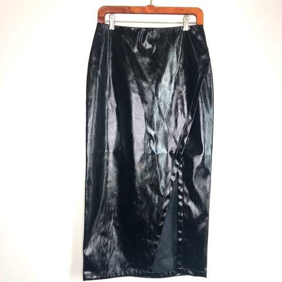 Capulet Urban Outfitters Vita Vegan Leather Midi Skirt with Side Slit - Picture 6 of 9